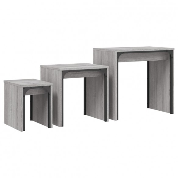 Tables basses gigognes 3 pcs sonoma gris bois d'ingénierie