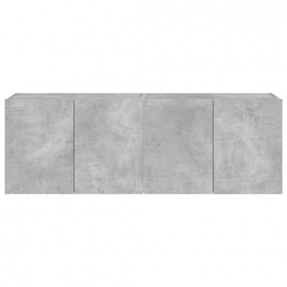 Meubles TV muraux et lumières LED 2pcs gris béton 60x35x41 cm