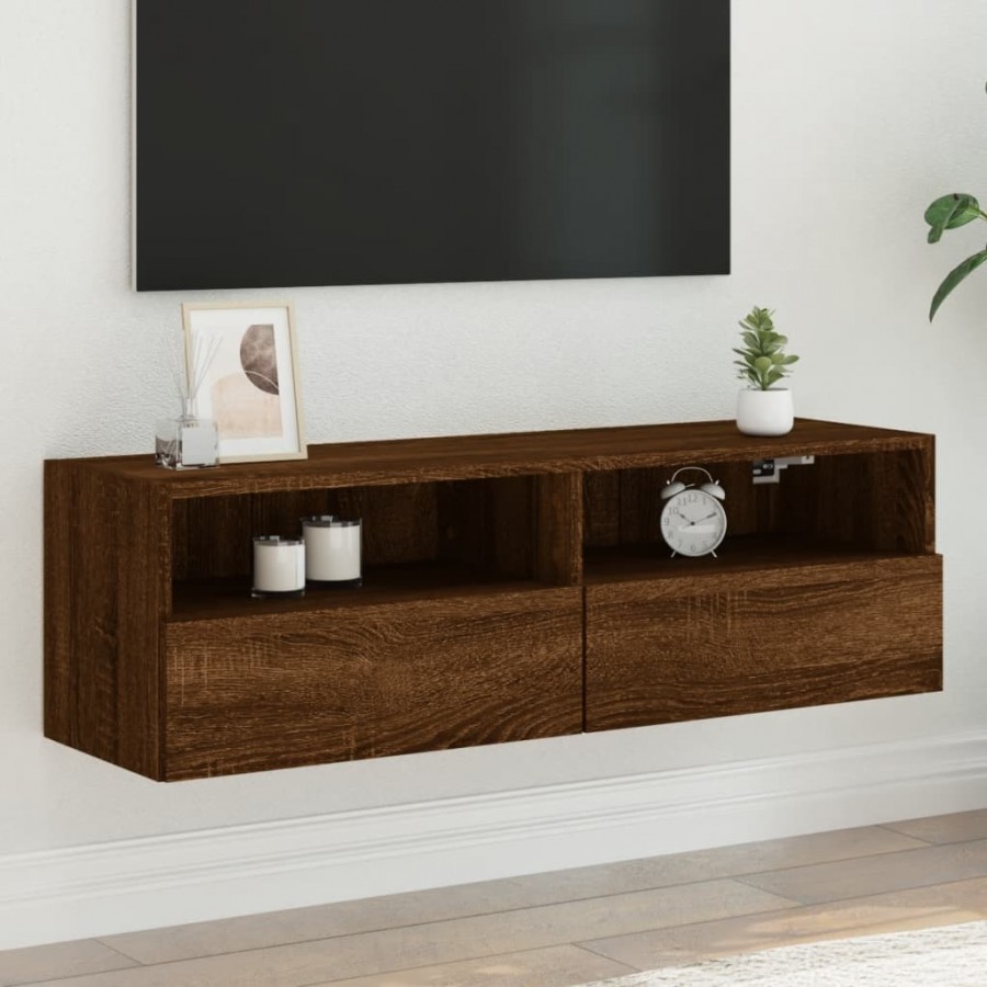 Meuble TV mural chêne marron 100x30x30 cm bois d'ingénierie