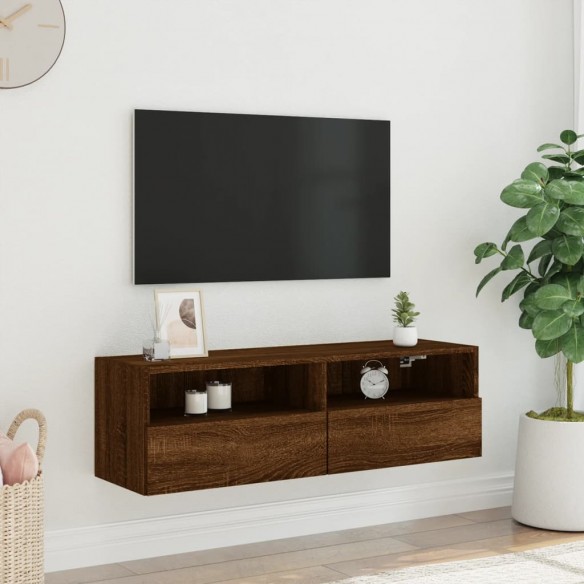 Meuble TV mural chêne marron 100x30x30 cm bois d'ingénierie