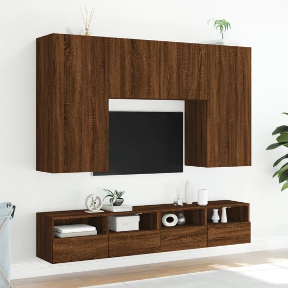 Meuble TV mural chêne marron 100x30x30 cm bois d'ingénierie