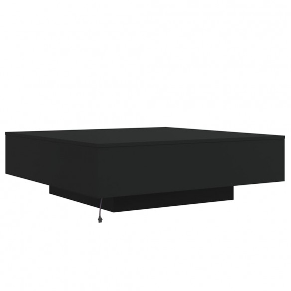 Table basse avec lumières LED noir 100x100x31 cm