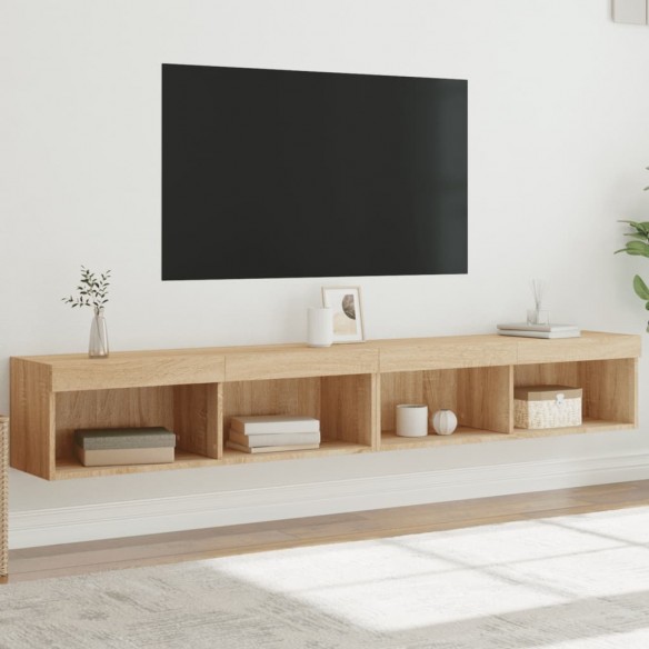 Meubles TV avec lumières LED 2 pcs chêne sonoma 100x30x30 cm