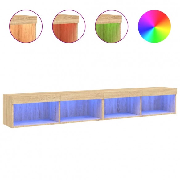 Meubles TV avec lumières LED 2 pcs chêne sonoma 100x30x30 cm