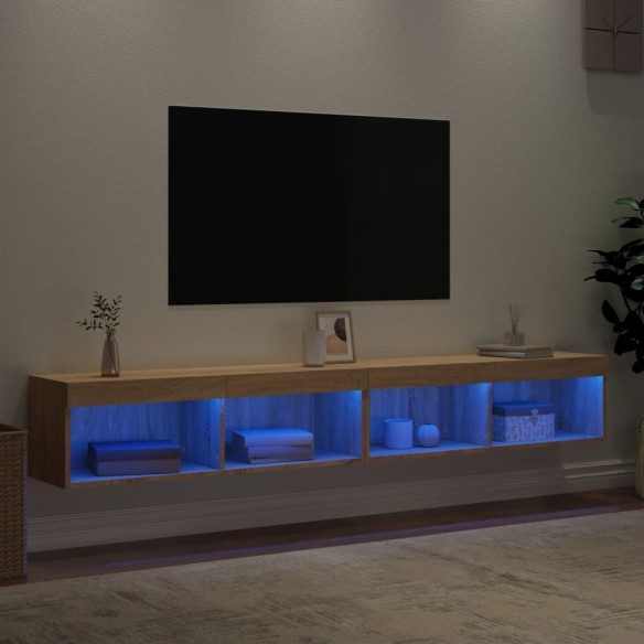 Meubles TV avec lumières LED 2 pcs chêne sonoma 100x30x30 cm