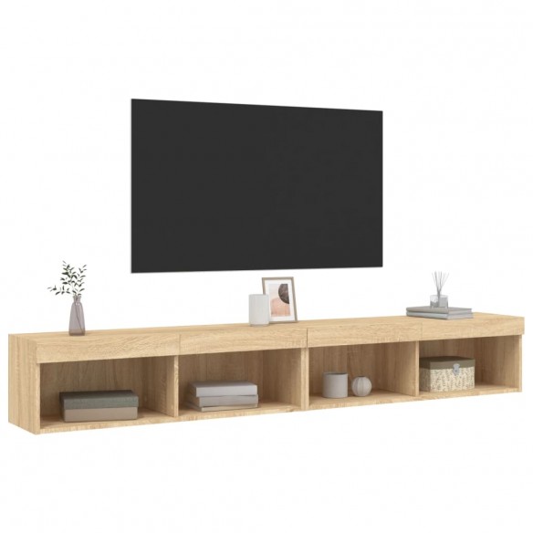 Meubles TV avec lumières LED 2 pcs chêne sonoma 100x30x30 cm