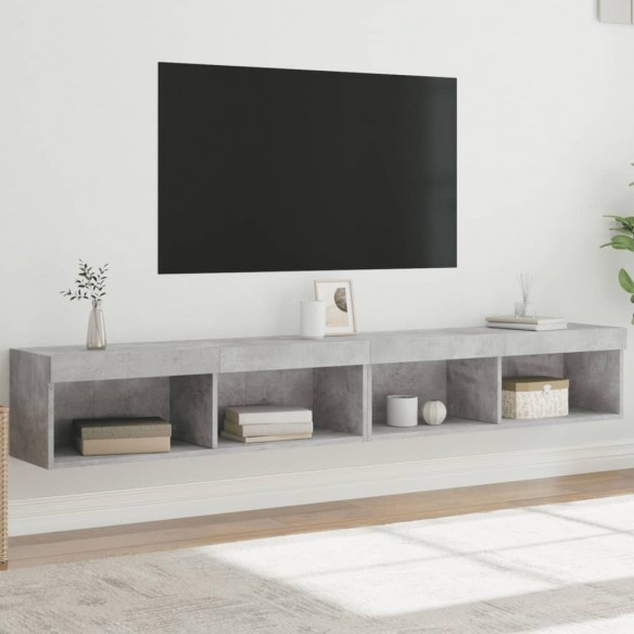 Meubles TV avec lumières LED 2 pcs gris béton 100x30x30 cm