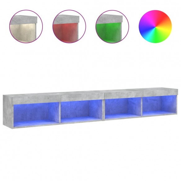 Meubles TV avec lumières LED 2 pcs gris béton 100x30x30 cm