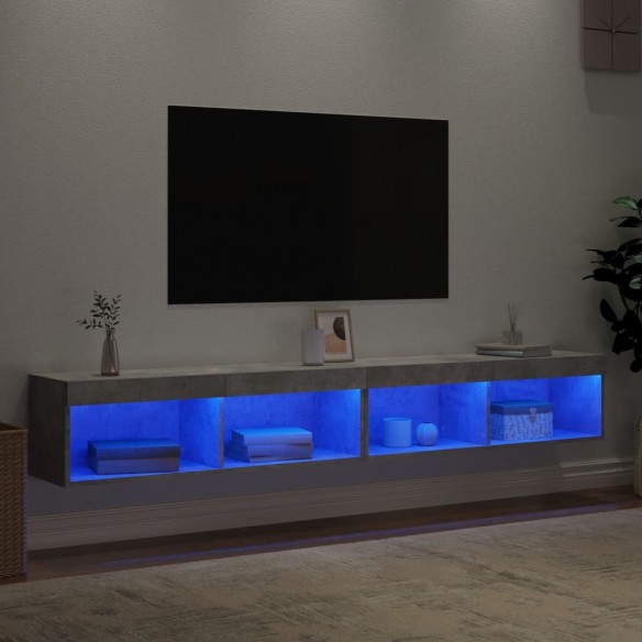 Meubles TV avec lumières LED 2 pcs gris béton 100x30x30 cm