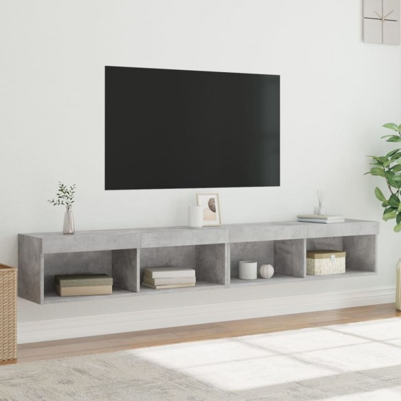 Meubles TV avec lumières LED 2 pcs gris béton 100x30x30 cm