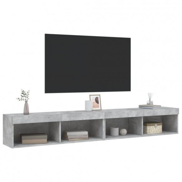 Meubles TV avec lumières LED 2 pcs gris béton 100x30x30 cm