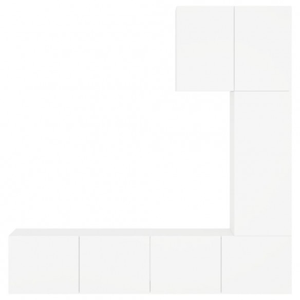 Unités murales TV 5 pcs blanc bois d'ingénierie