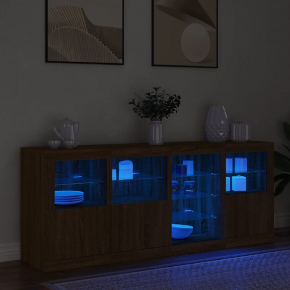 Buffet avec lumières LED chêne marron 164x37x67 cm