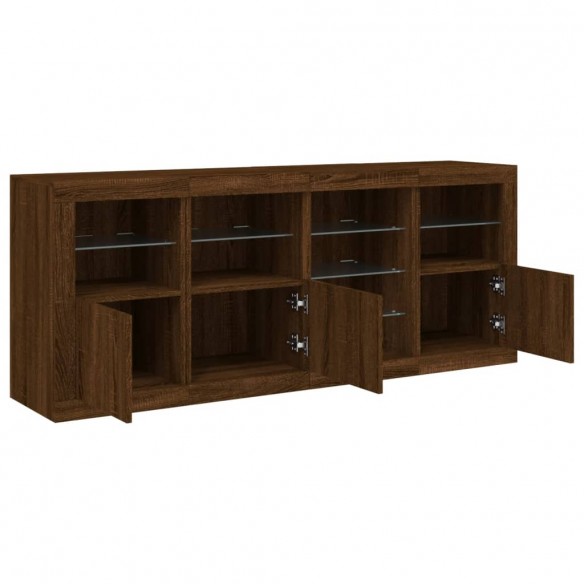 Buffet avec lumières LED chêne marron 164x37x67 cm