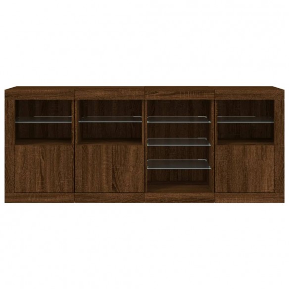 Buffet avec lumières LED chêne marron 164x37x67 cm