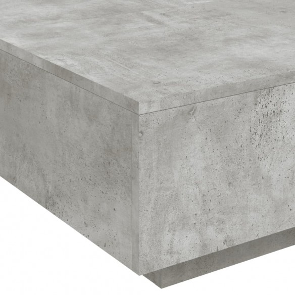 Table basse avec lumières LED gris béton 80x80x31 cm