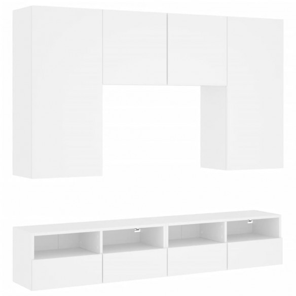 Unités murales TV 5 pcs blanc bois d'ingénierie