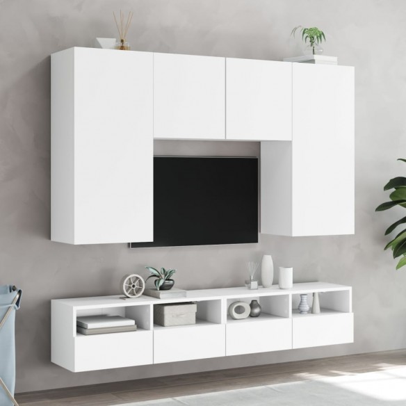 Unités murales TV 5 pcs blanc bois d'ingénierie