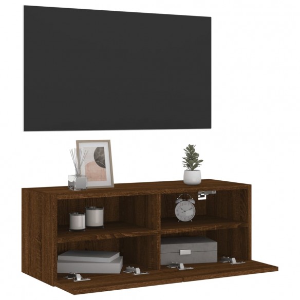 Meuble TV mural chêne marron 80x30x30 cm bois d'ingénierie