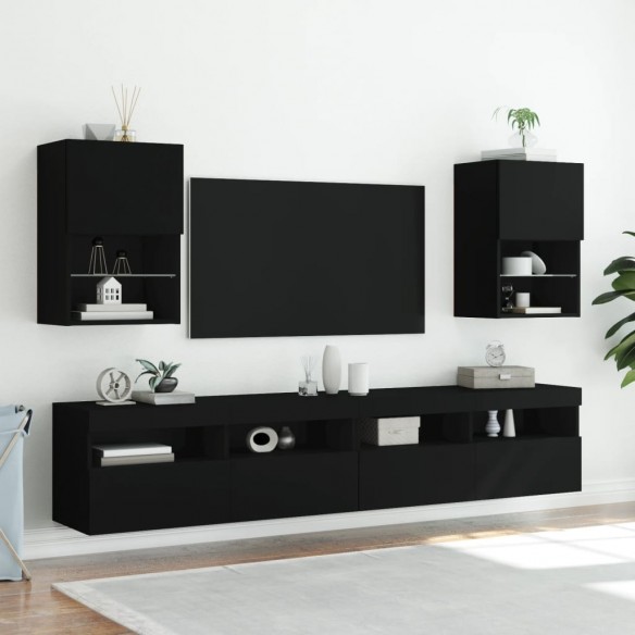 Meuble TV avec lumières LED noir 40,5x30x60 cm