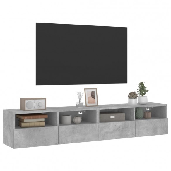 Meubles TV muraux 2 pcs gris béton 80x30x30cm bois d'ingénierie