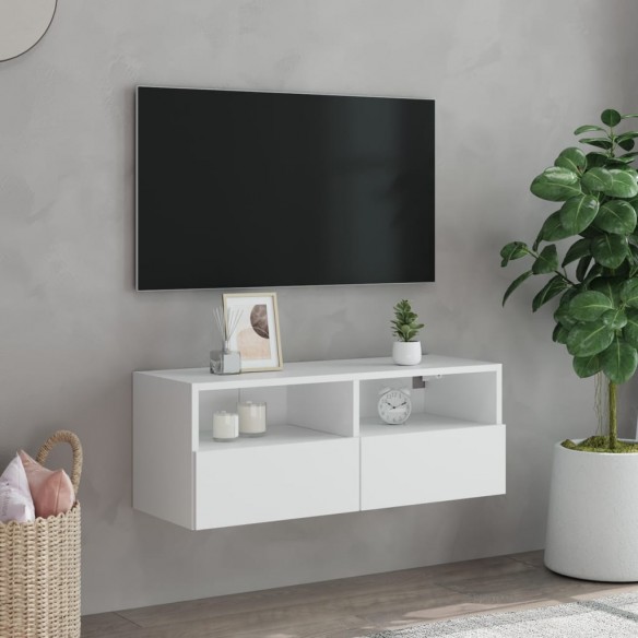 Meuble TV mural blanc 80x30x30 cm bois d'ingénierie