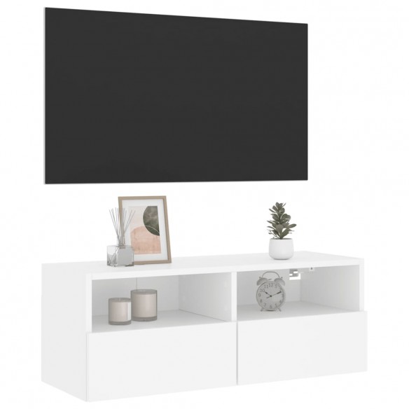 Meuble TV mural blanc 80x30x30 cm bois d'ingénierie