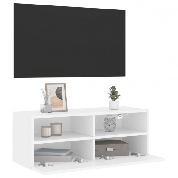 Meuble TV mural blanc 80x30x30 cm bois d'ingénierie