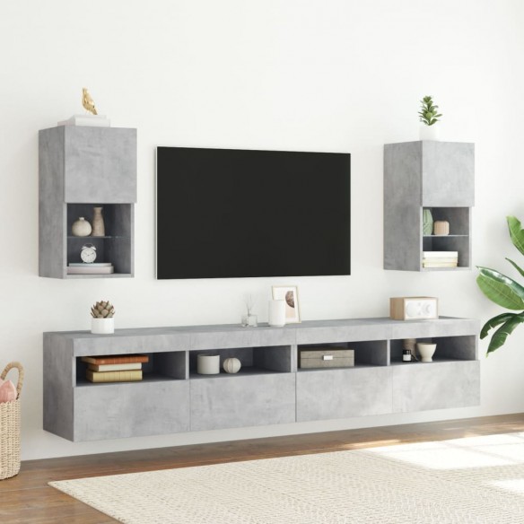 Meuble TV avec lumières LED gris béton 30,5x30x60 cm