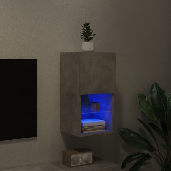 Meuble TV avec lumières LED gris béton 30,5x30x60 cm