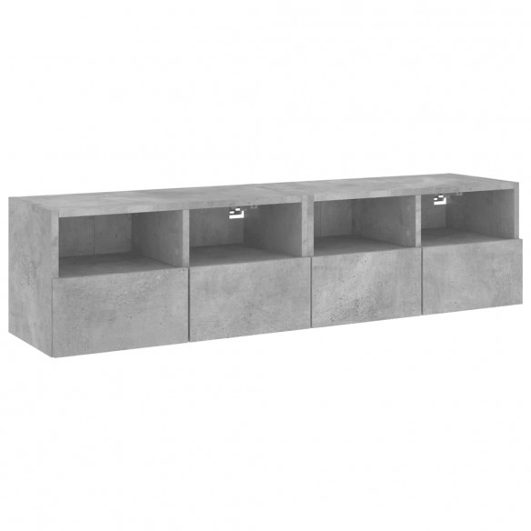 Meubles TV muraux 2 pcs gris béton 60x30x30cm bois d'ingénierie