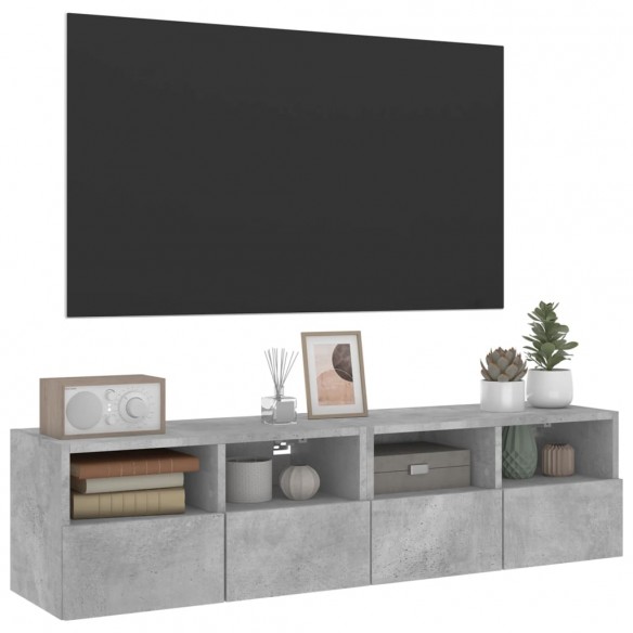 Meubles TV muraux 2 pcs gris béton 60x30x30cm bois d'ingénierie