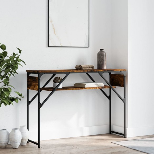 Table console avec étagère chêne fumé 105x30x75 cm