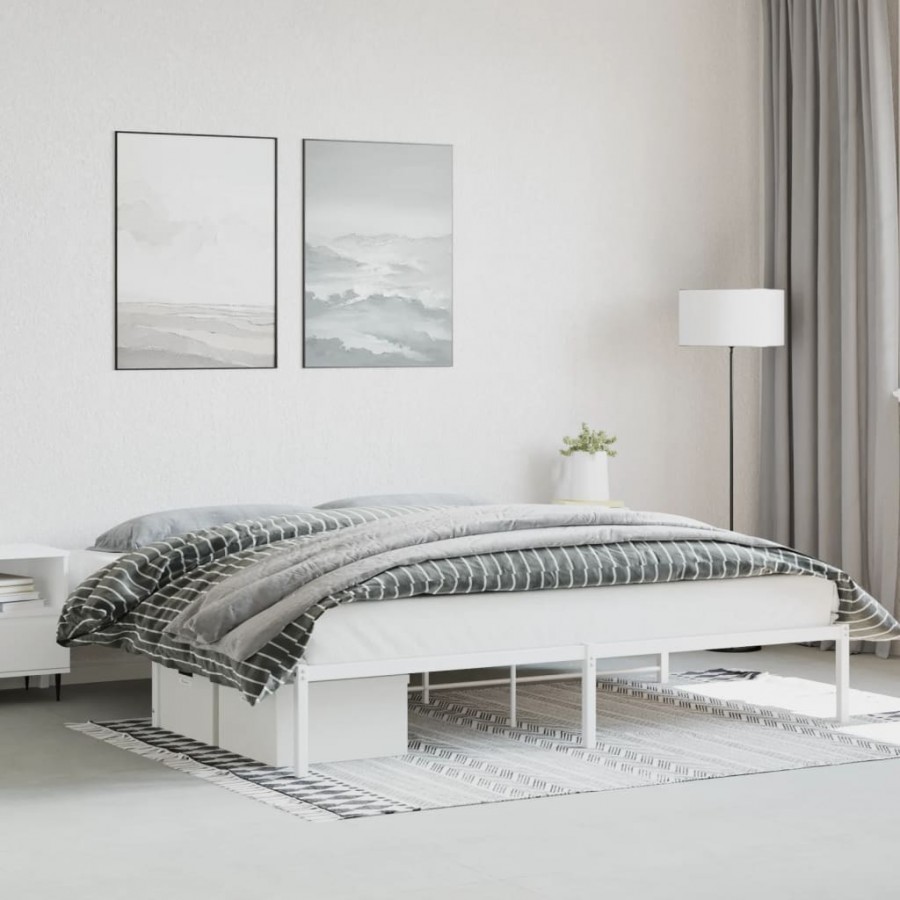 Cadre de lit métal blanc 193x203 cm