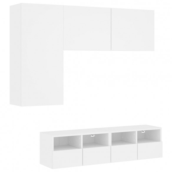 Unités murales TV 4 pcs blanc bois d'ingénierie