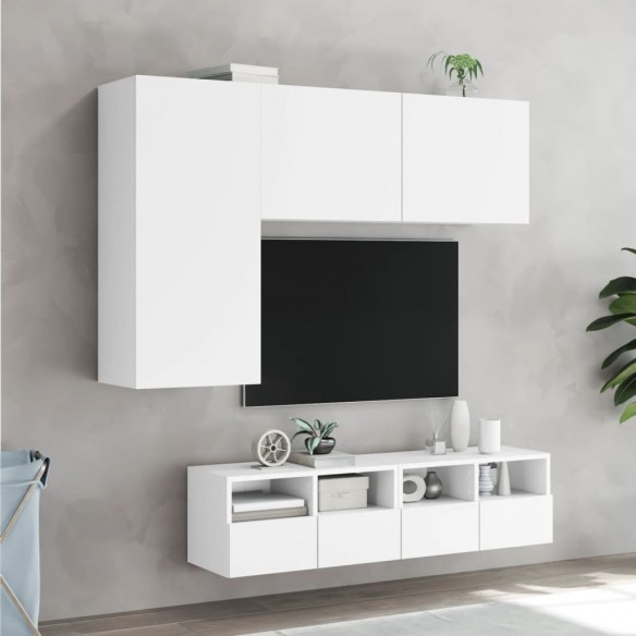 Unités murales TV 4 pcs blanc bois d'ingénierie