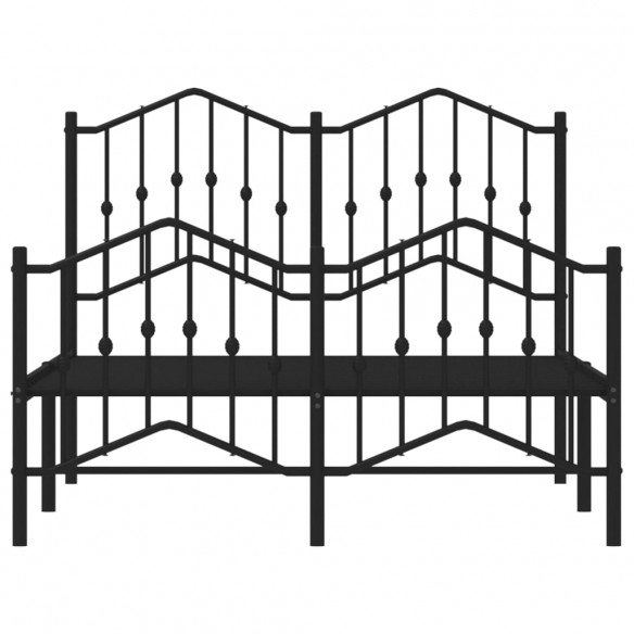Cadre de lit métal avec tête de lit/pied de lit noir 120x190 cm