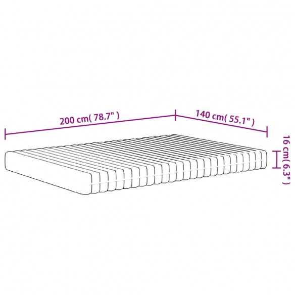 Matelas en mousse moyennement doux 140x200 cm