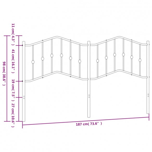 Tête de lit métal noir 180 cm