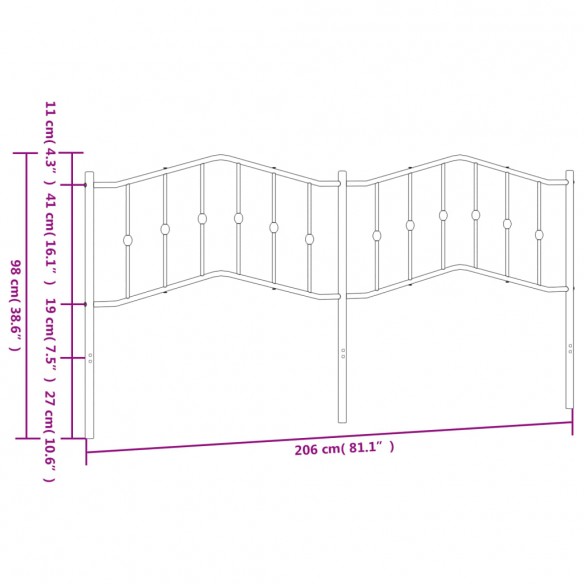 Tête de lit métal noir 200 cm