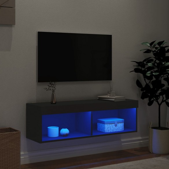 Meuble TV avec lumières LED noir 100x30x30 cm