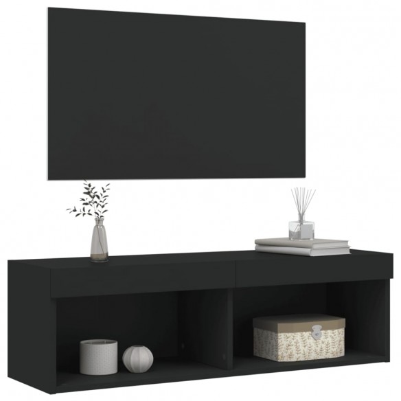 Meuble TV avec lumières LED noir 100x30x30 cm