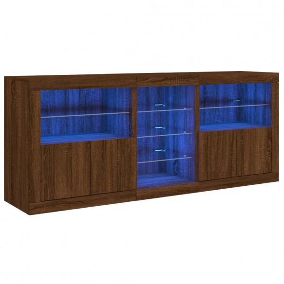 Buffet avec lumières LED chêne marron 181,5x37x67 cm