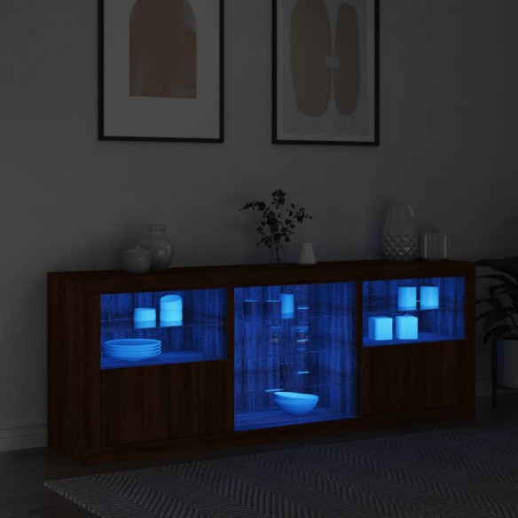 Buffet avec lumières LED chêne marron 181,5x37x67 cm