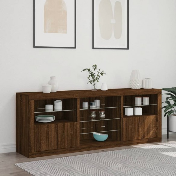 Buffet avec lumières LED chêne marron 181,5x37x67 cm