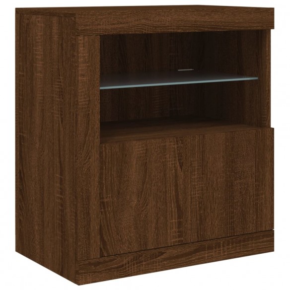 Buffet avec lumières LED chêne marron 60,5x37x67 cm