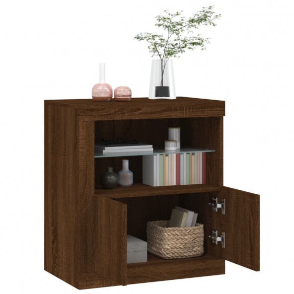 Buffet avec lumières LED chêne marron 60,5x37x67 cm