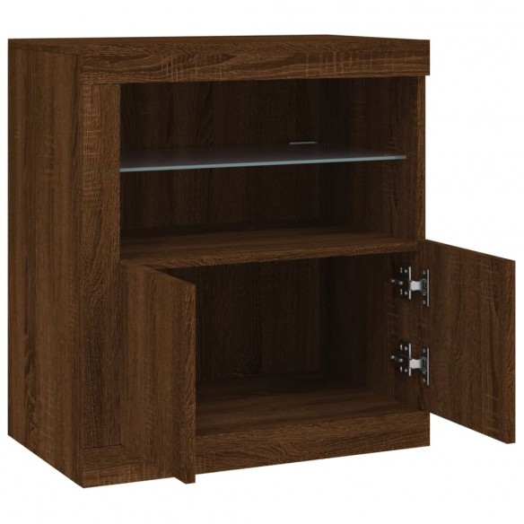 Buffet avec lumières LED chêne marron 60,5x37x67 cm