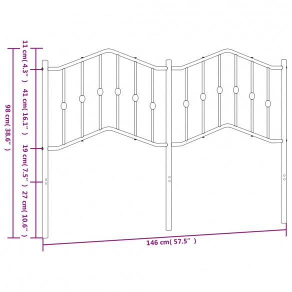 Tête de lit métal blanc 140 cm