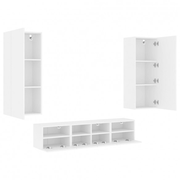 Unités murales TV 5 pcs blanc bois d'ingénierie